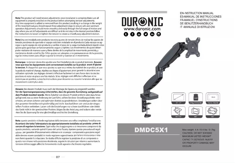 Page n°1 - Manuel utilisateur Duronic DMDC5X1