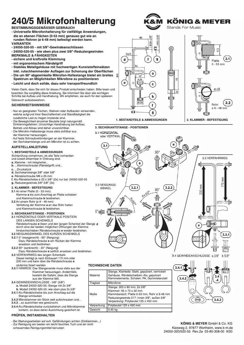 Página 1 del manual Manual de usuario Konig & Meyer 240/5