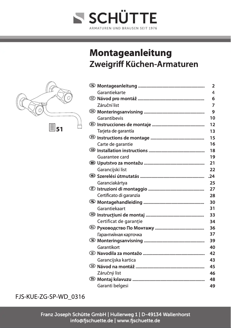 Page 1 de la notice Manuel utilisateur Schütte Cesti