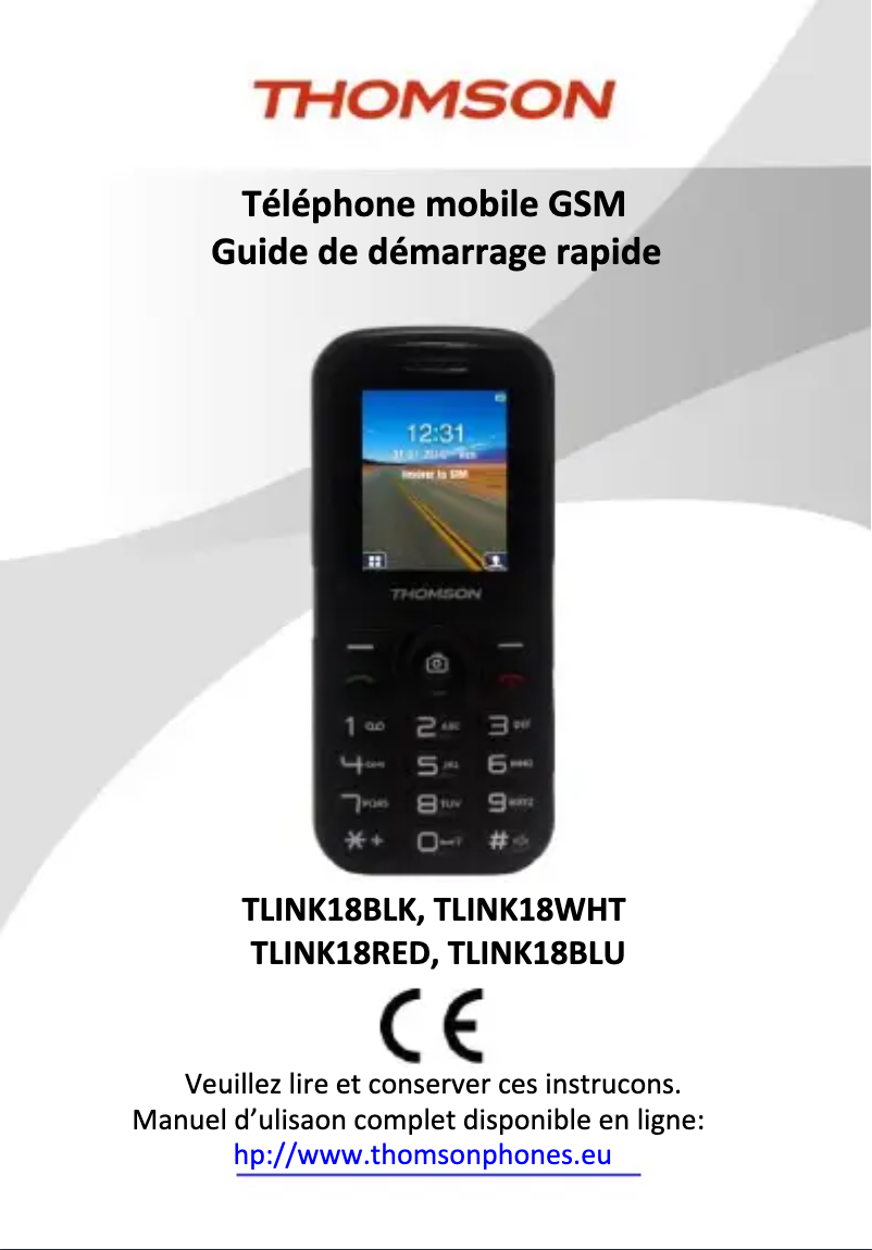 Page 1 de la notice Manuel utilisateur Thomson TLink 18