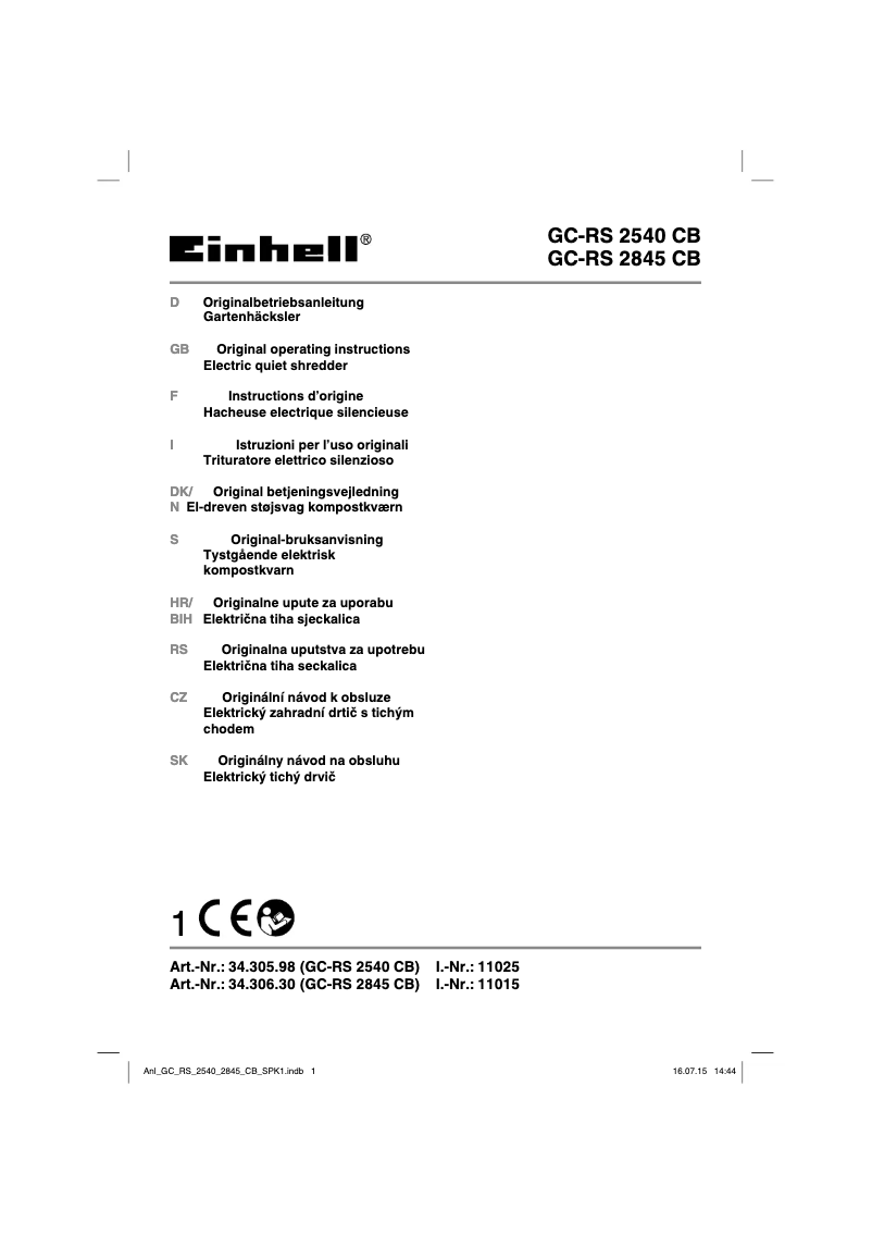 Image de la première page du manuel de l'appareil GC-RS 2540 CB
