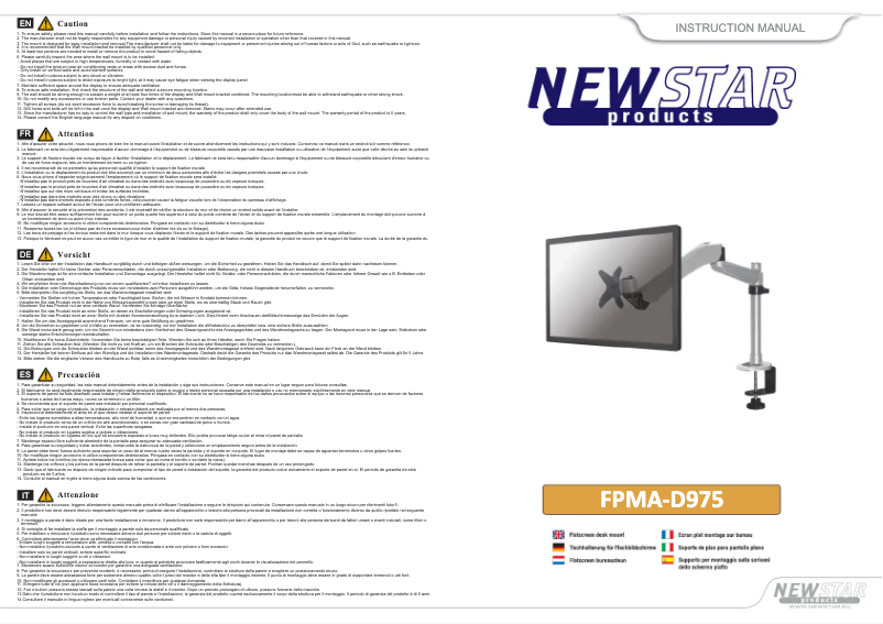 Page 1 de la notice Manuel utilisateur Newstar FPMA-D975