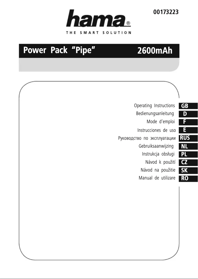 Page 1 de la notice Manuel utilisateur Hama Pipe