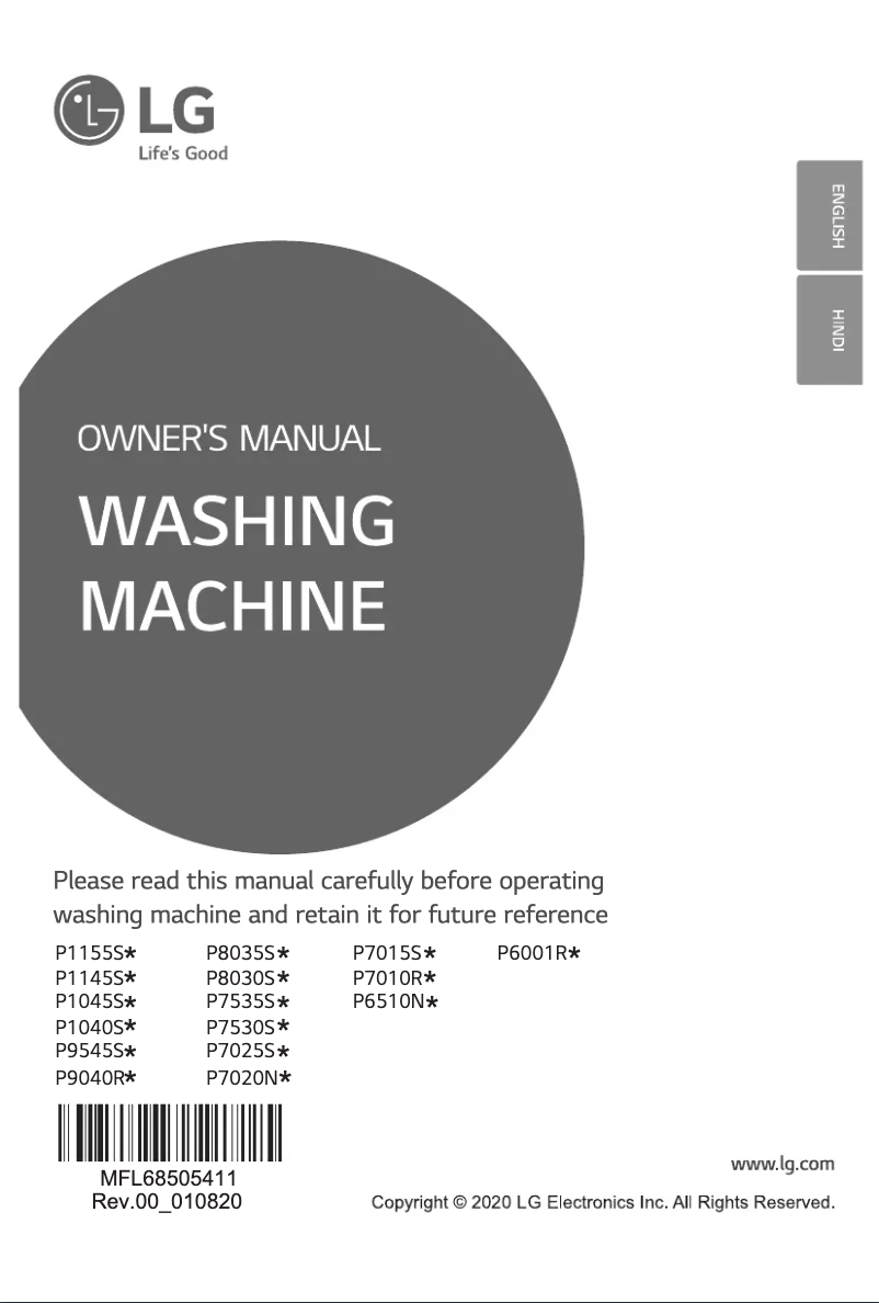 Page n°1 - Manuel utilisateur LG P1155SRAZ
