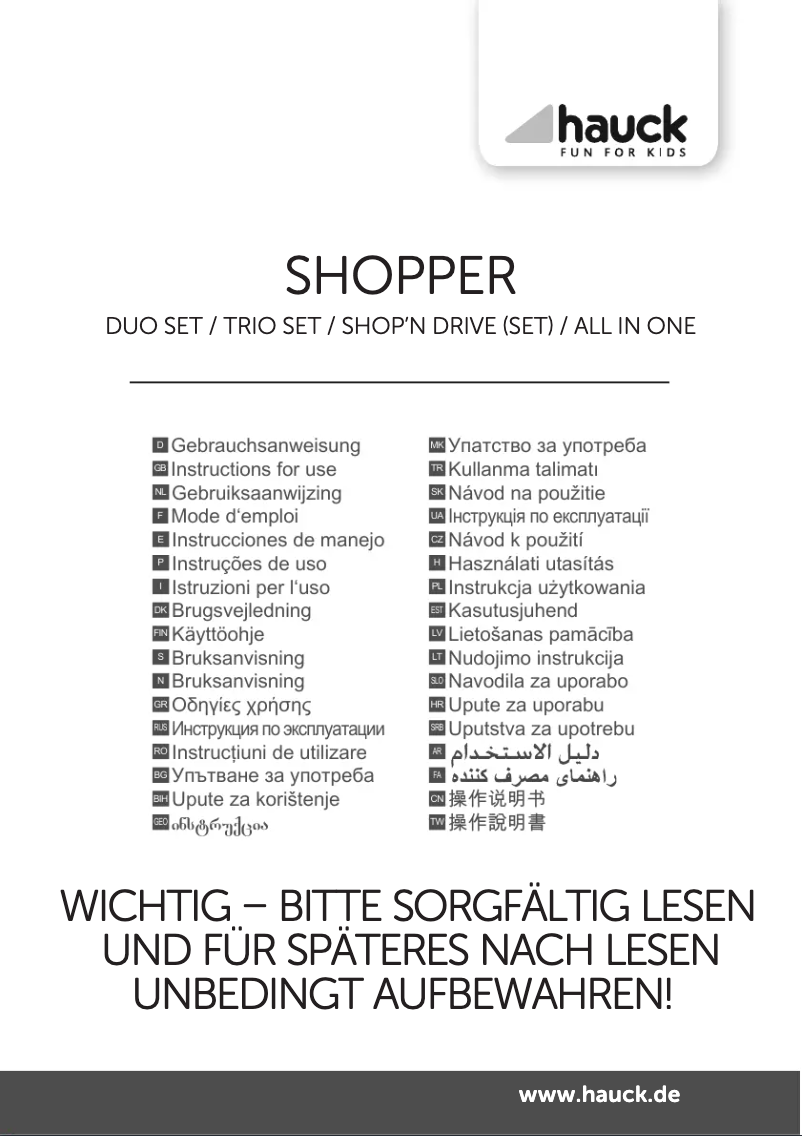 Page n°1 - Manuel utilisateur Hauck Shopper Trio Set