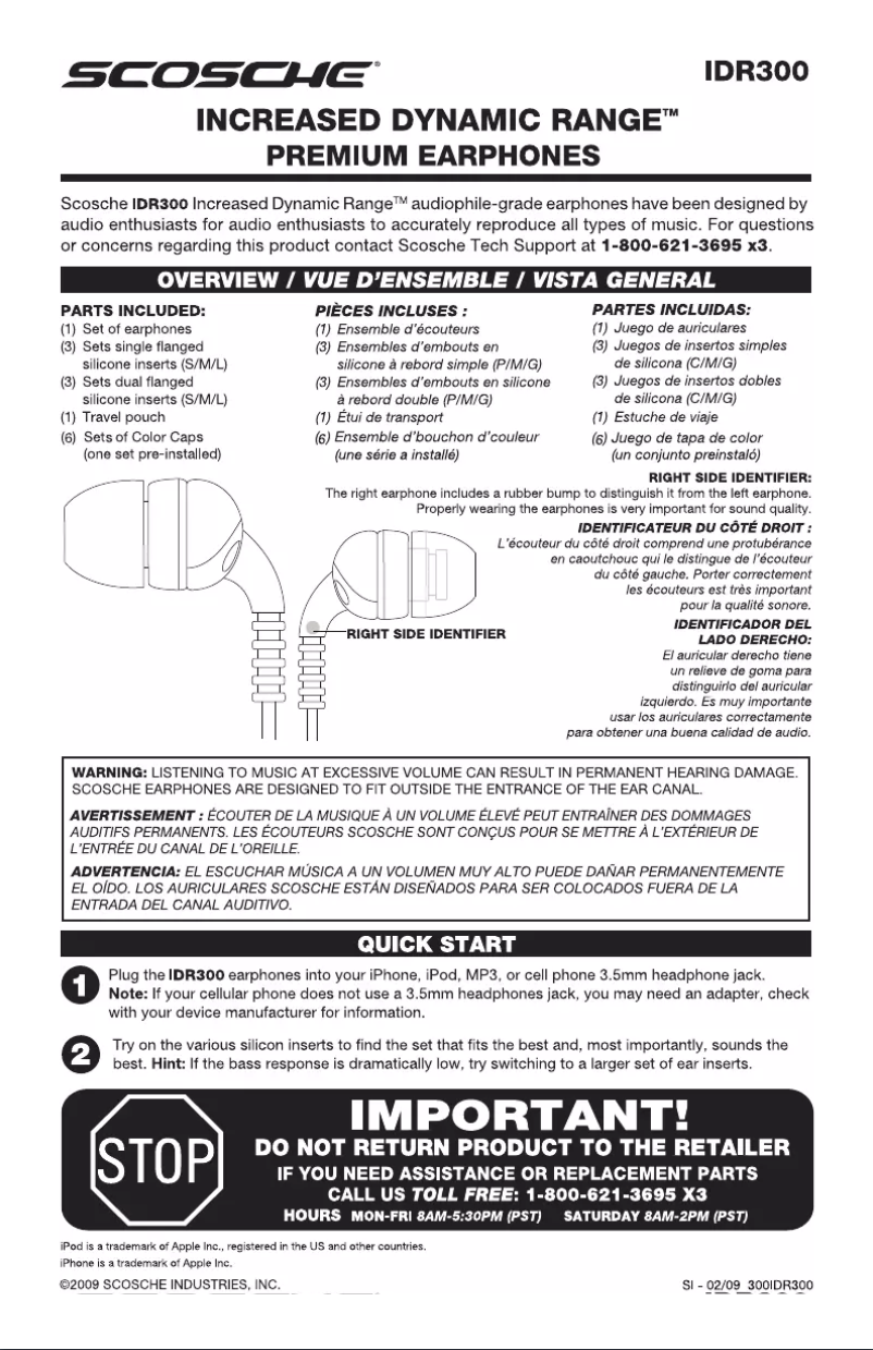 Image de la première page du manuel de l'appareil IDR300