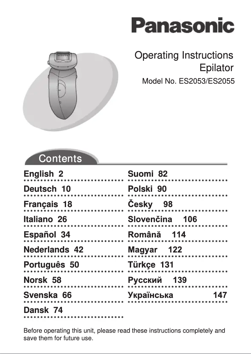 Page n°1 - Manuel utilisateur Panasonic ES2055
