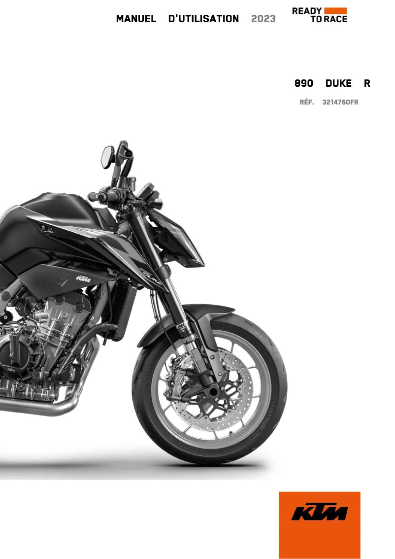 Page 1 de la notice Manuel utilisateur KTM 890 Duke R (2023)