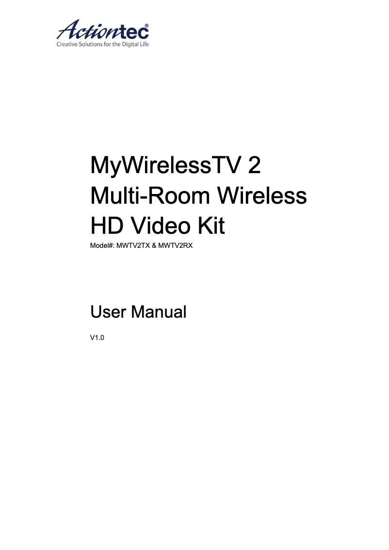 Image de la première page du manuel de l'appareil MyWirelessTV 2