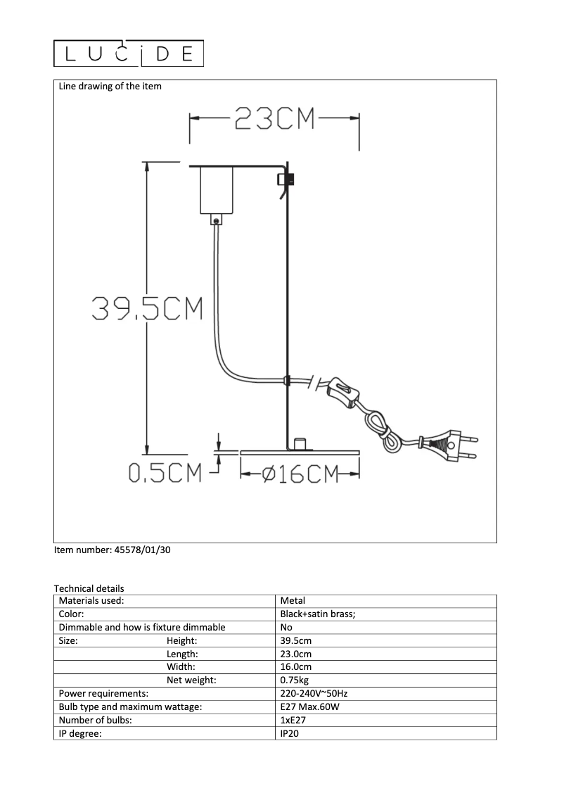 Page n°1 - Manuel utilisateur Lucide Malcolm 45578/01/30