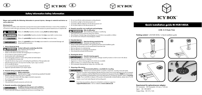 Page 1 de la notice Mode d'emploi Icy Box IB-HUB1403A