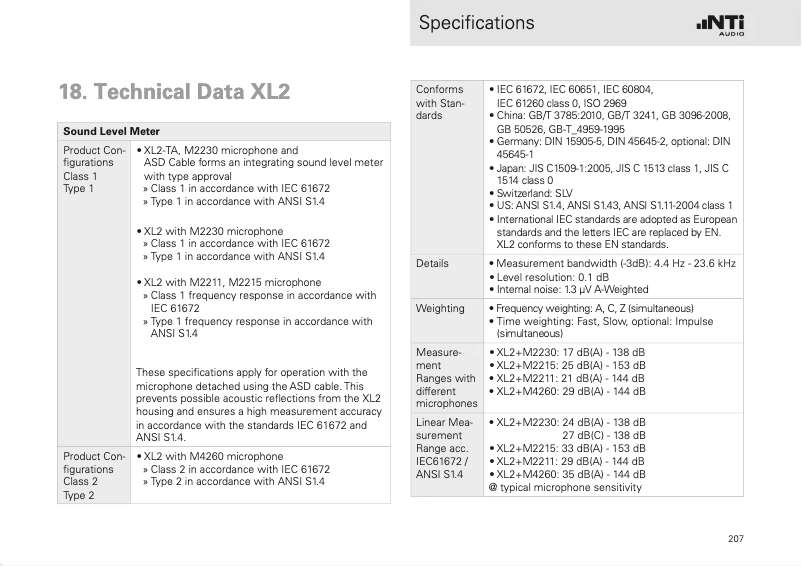 Page n°1 - Fiche technique NTi Audio XL2