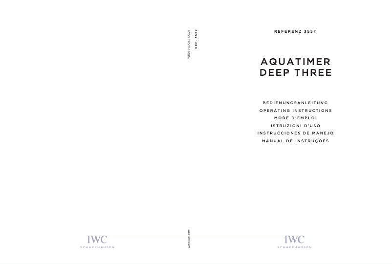 Page 1 de la notice Manuel utilisateur IWC Aquatimer Deep Three 3557