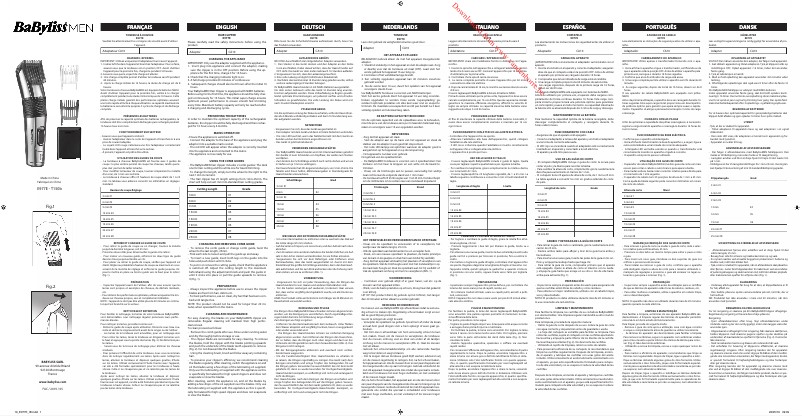 Page 1 de la notice Manuel utilisateur BaByliss E977E