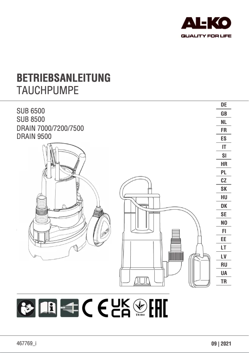 Page n°1 - Manuel utilisateur AL-KO Drain 7500 Classic