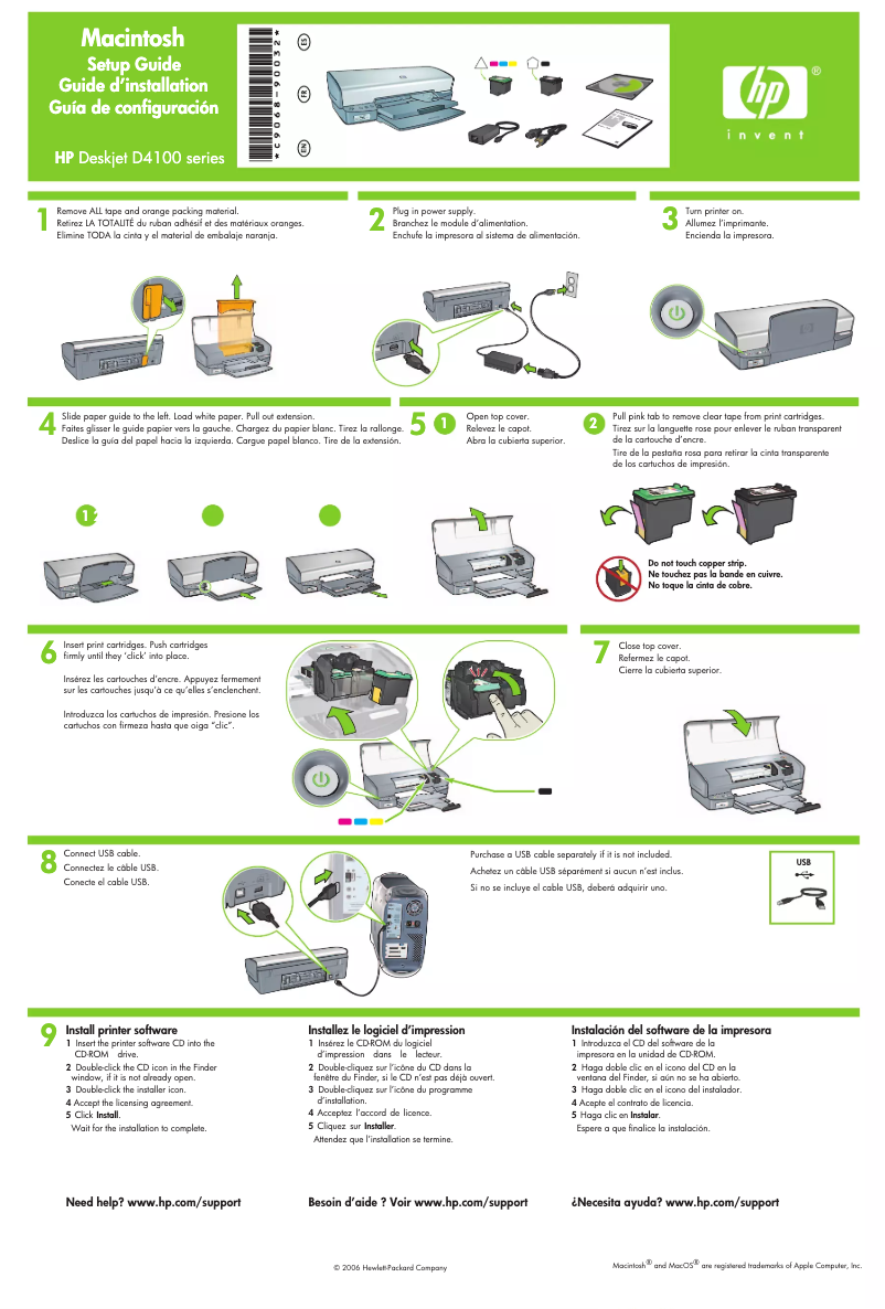 Page n°1 - Guide d'installation HP Deskjet D4100