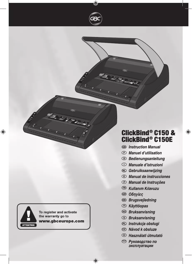 Image de la première page du manuel de l'appareil ClickBind 150E