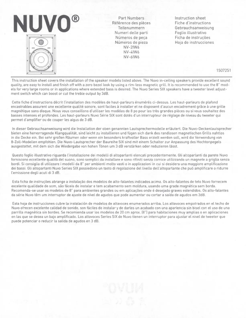 Página 1 del manual Manual de usuario NUVO Series Two NV-2IW6