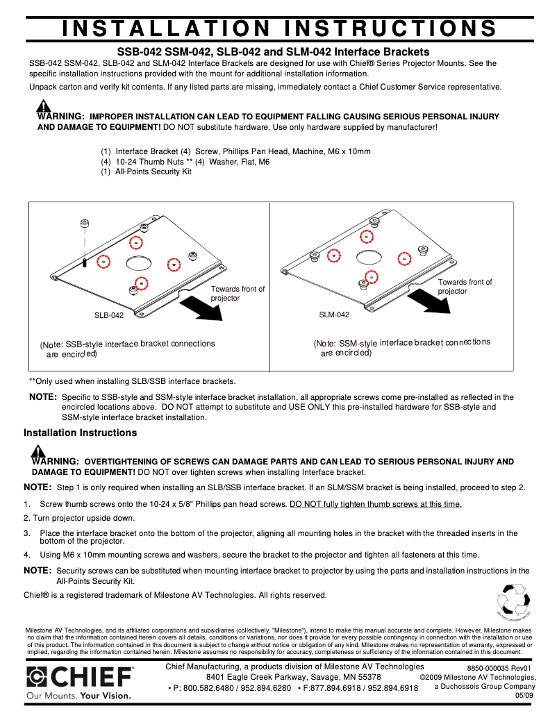 Page n°1 - Manuel utilisateur Chief SLB042