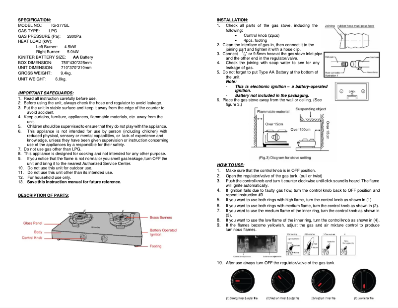Page 1 de la notice Manuel utilisateur Imarflex IG-377GL