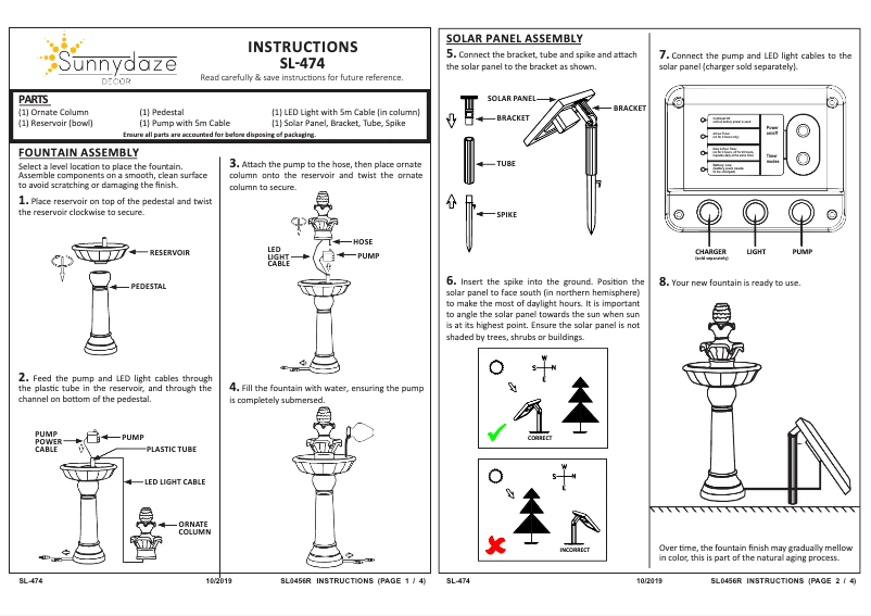 Page 1 of the manual User Manual Sunnydaze Decor SL-474