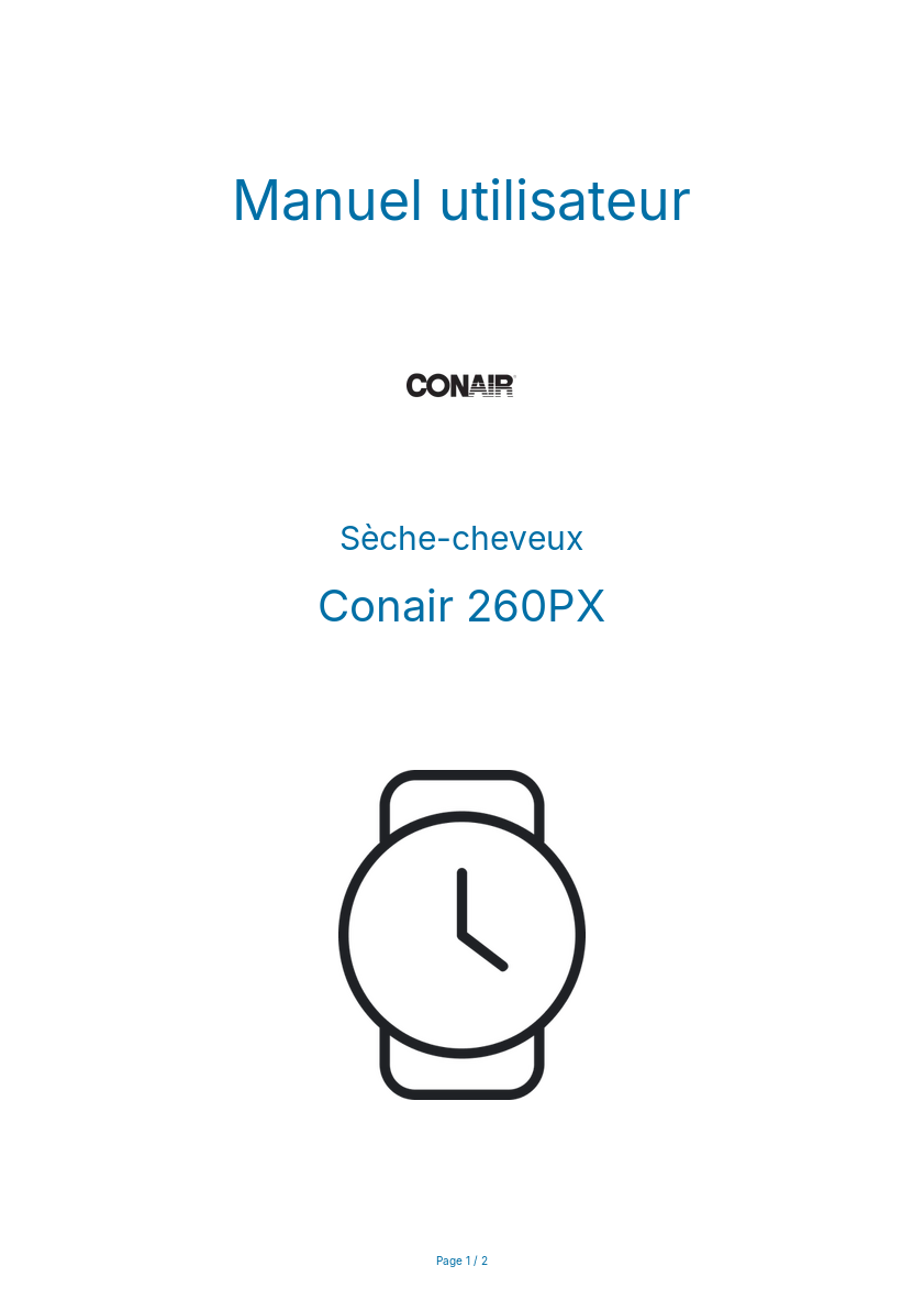 Page n°1 - Manuel utilisateur Conair 260PX