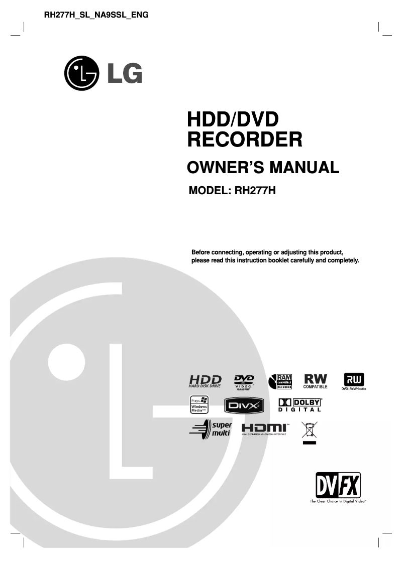 First page image of the manual for RH277H