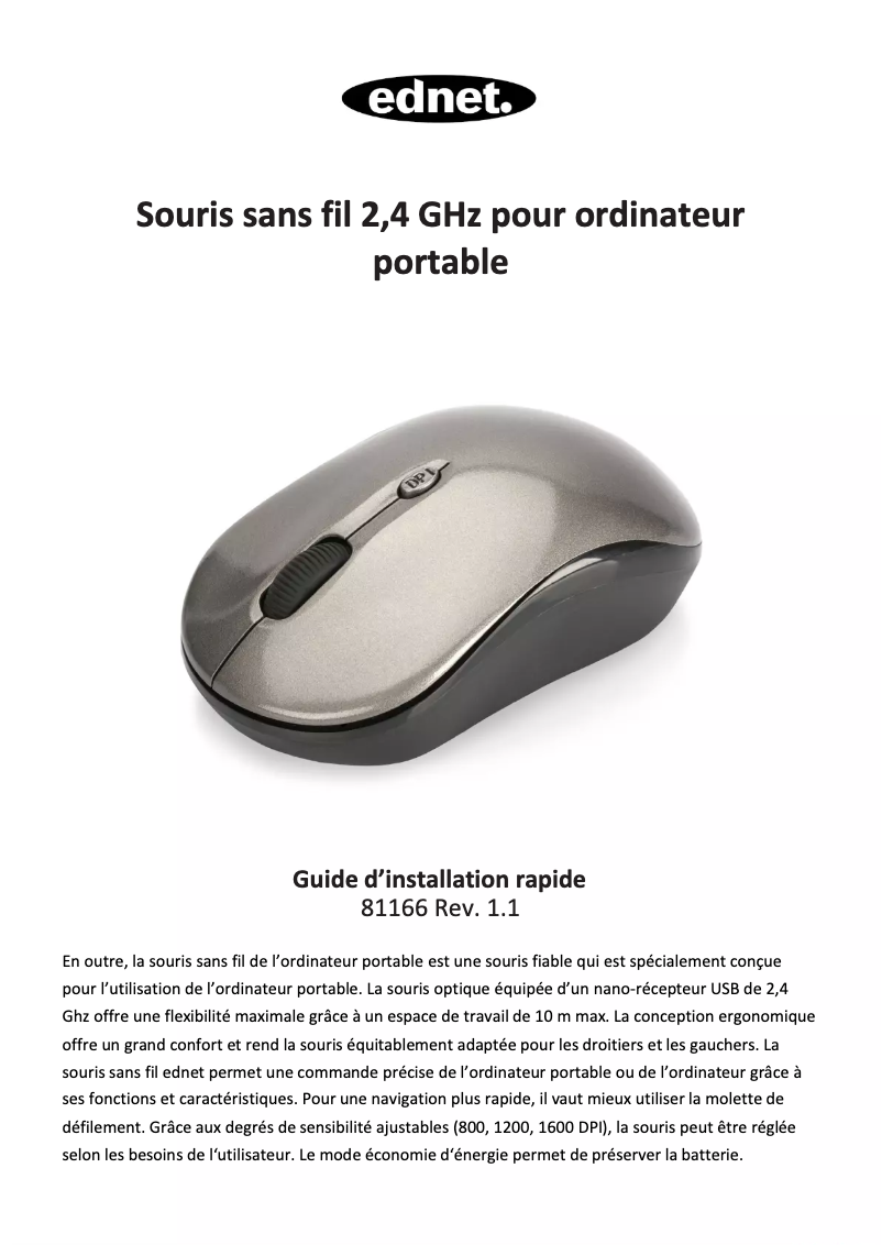 Page 1 de la notice Manuel utilisateur Ednet 81166