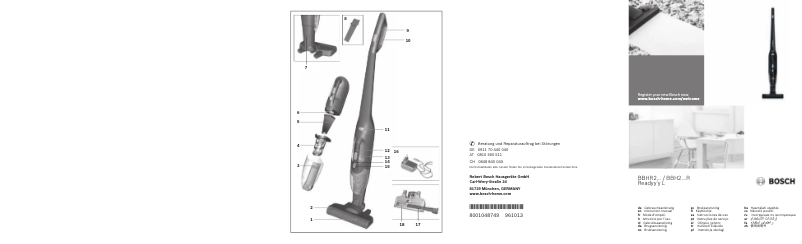 Page 1 de la notice Manuel utilisateur Bosch Readyy'y BBH2P163R