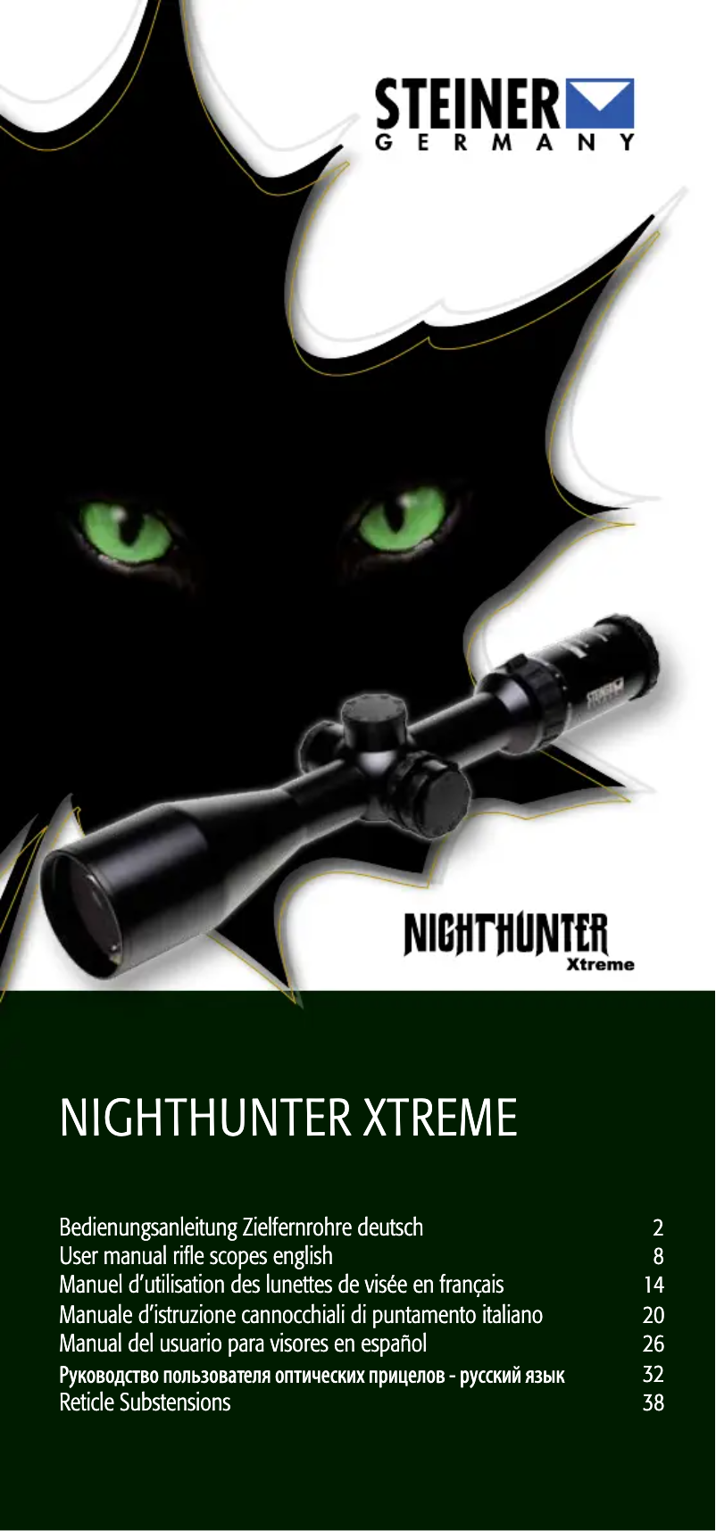 Page 1 de la notice Manuel utilisateur Steiner Nighthunter Xtreme 3-15x56