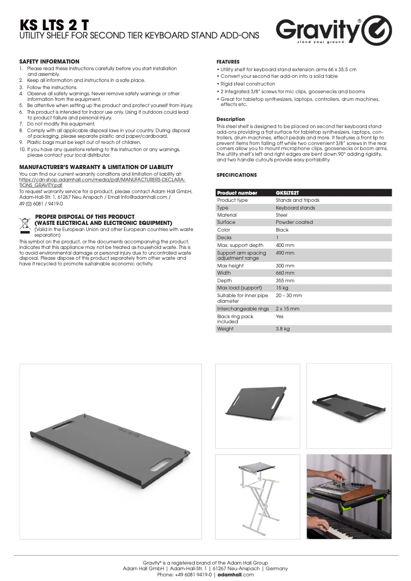 Page 1 de la notice Manuel utilisateur Gravity KS LTS 2 T