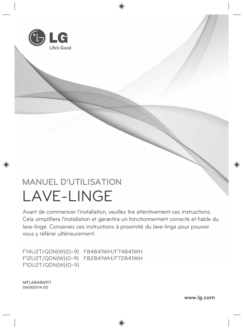 Page 1 de la notice Manuel utilisateur LG F74841WH