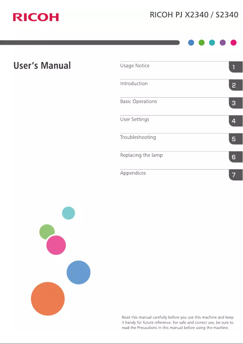 Image de la première page du manuel de l'appareil PJ S2340