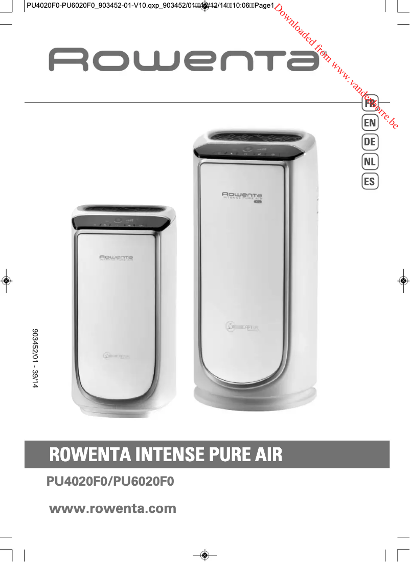 Page 1 de la notice Manuel utilisateur Rowenta Intense Pure Air PU4020