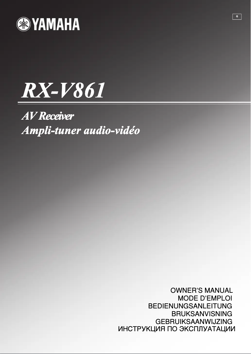 Page n°1 - Manuel utilisateur Yamaha RX-V861