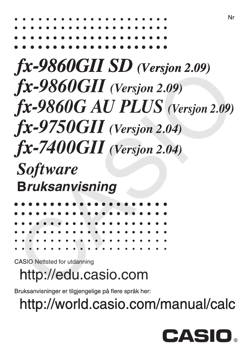 Page n°1 - Manuel utilisateur Casio FX-9860G AU Plus