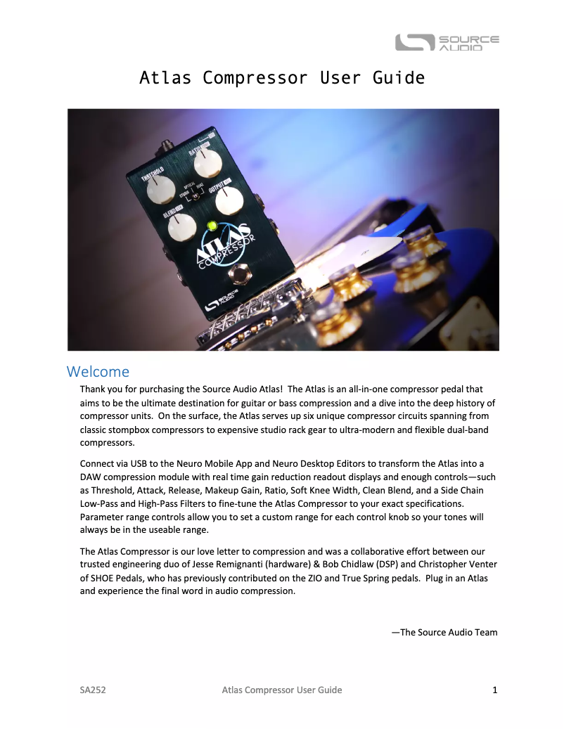 Image de la première page du manuel de l'appareil ATLAS Compressor
