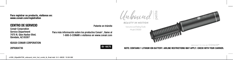 Page 1 de la notice Manuel utilisateur Conair CR330