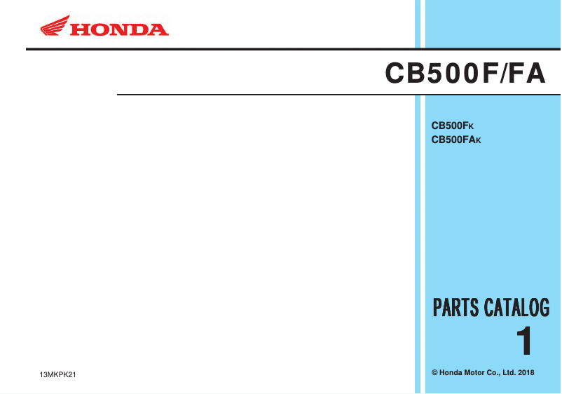 Imagen de la primera página del manual del dispositivo CB500FA (2018)
