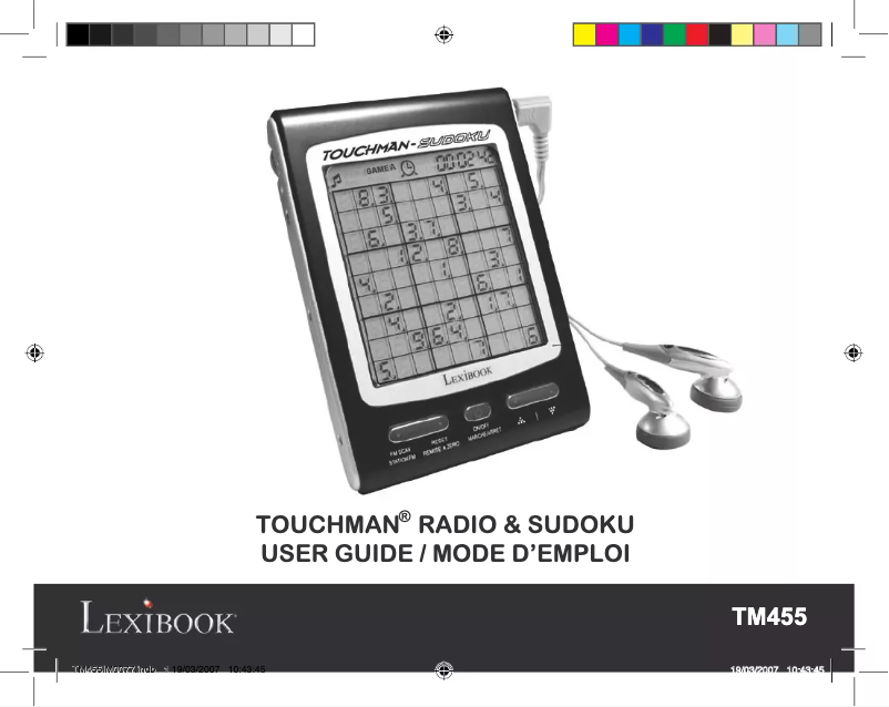 Page 1 de la notice Manuel utilisateur Lexibook Touchman TM455