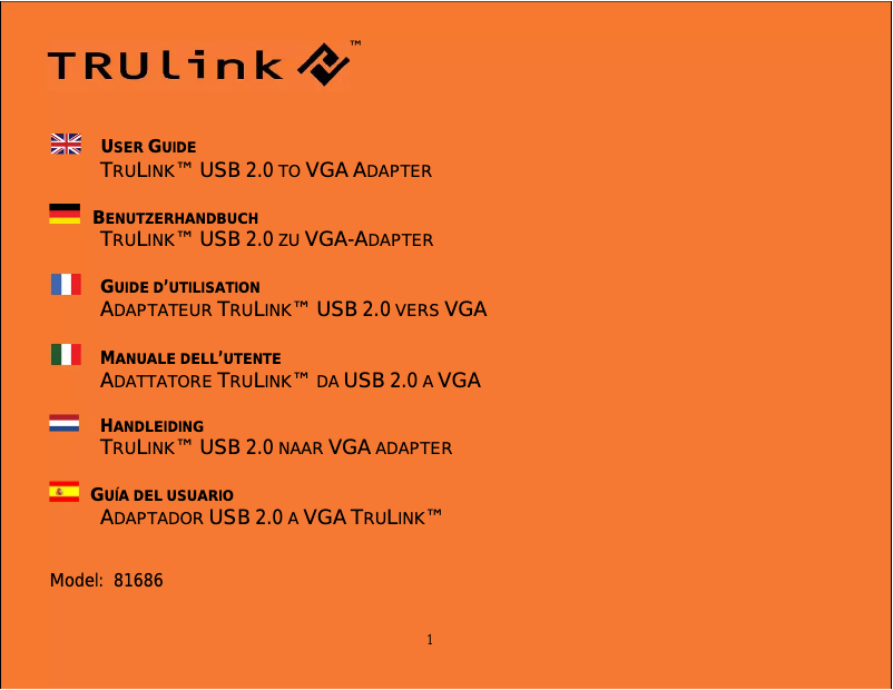 Page 1 de la notice Manuel utilisateur C2G 81686