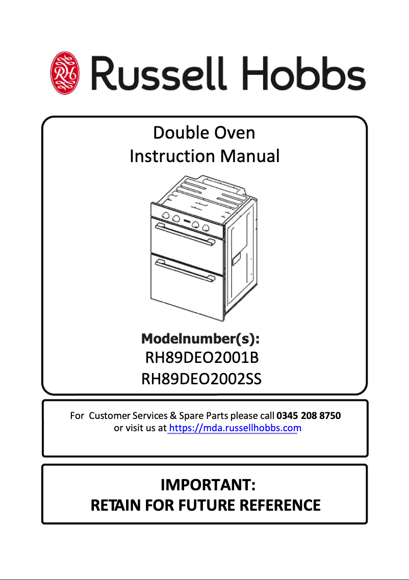 Page 1 de la notice Manuel utilisateur Russell Hobbs RH89DEO2002SS
