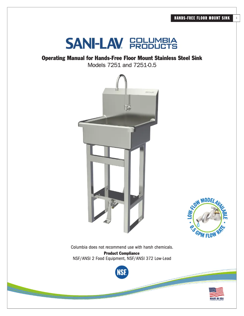 Page 1 de la notice Manuel utilisateur Sani-Lav 7251