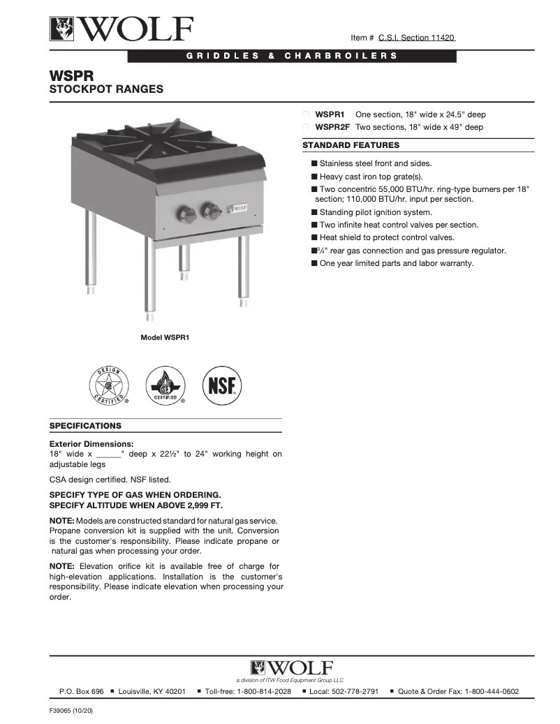 Page n°1 - Fiche technique Wolf WSPR1