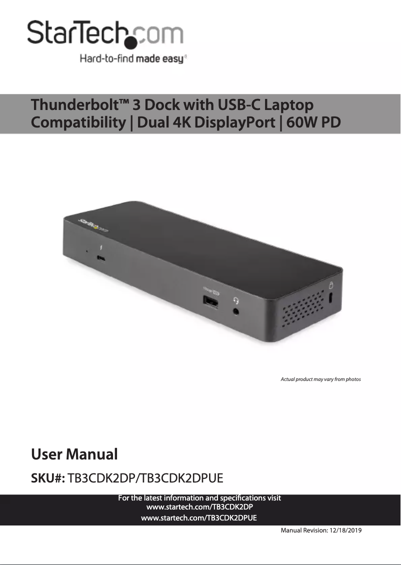 Image de la première page du manuel de l'appareil TB3CDK2DP