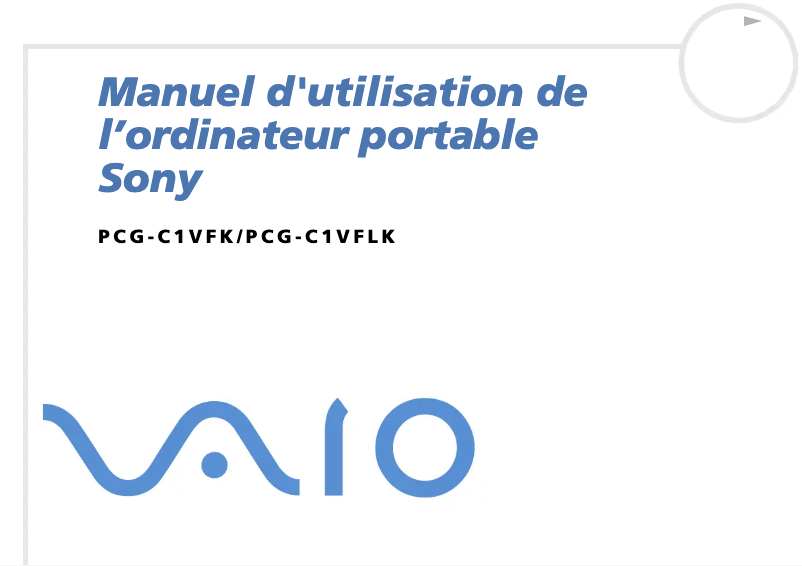 Page 1 de la notice Manuel utilisateur Sony Vaio PCG-C1VFK