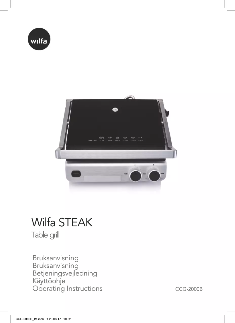 Page 1 de la notice Mode d'emploi Wilfa Steak CGG-2000B