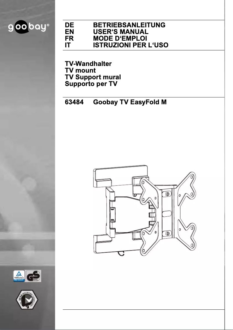 Page 1 of the manual User Manual Goobay TV EasyFold M