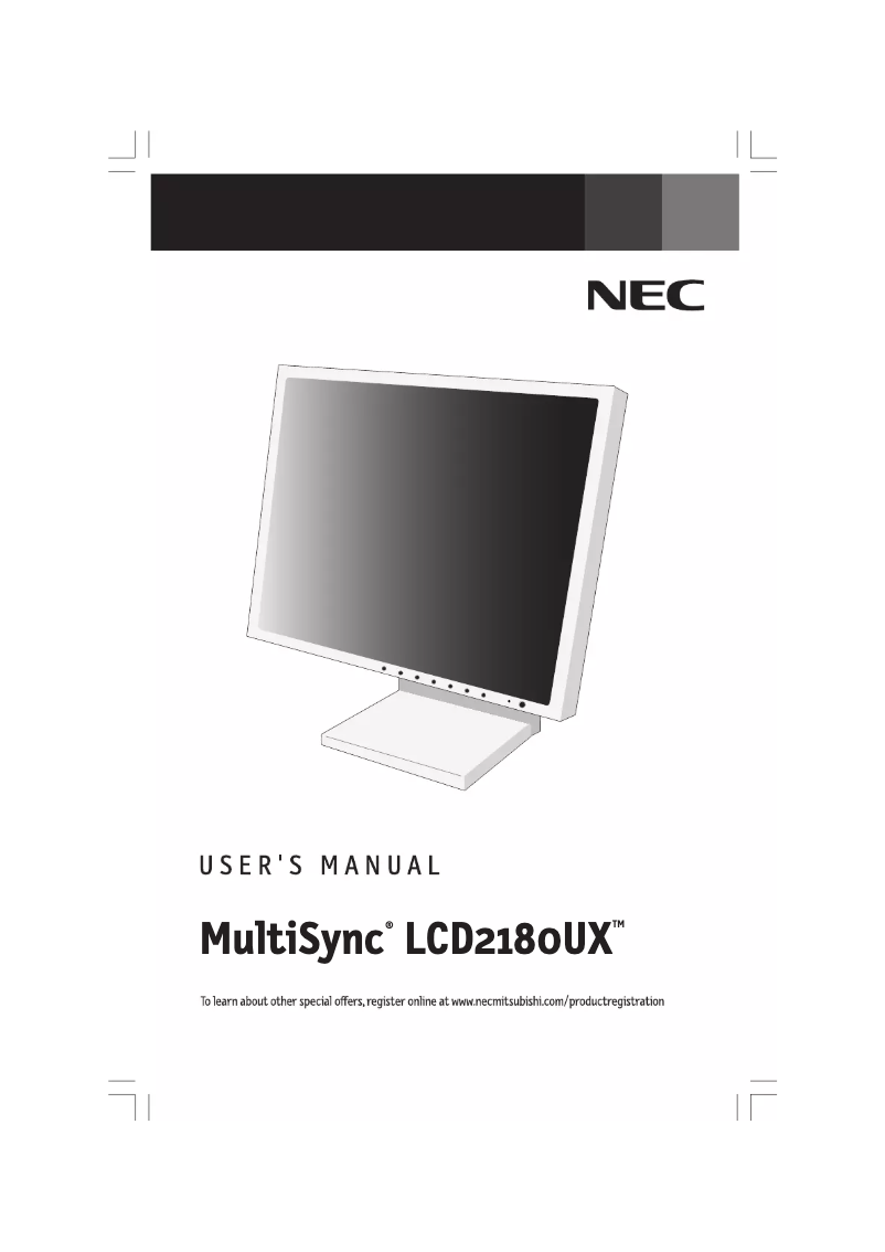 Page 1 de la notice Manuel utilisateur NEC MultiSync LCD2180UX