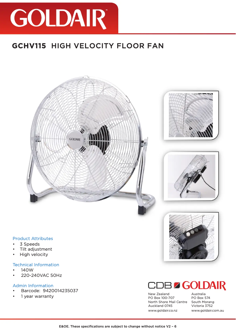 Image de la première page du manuel de l'appareil GCHV115